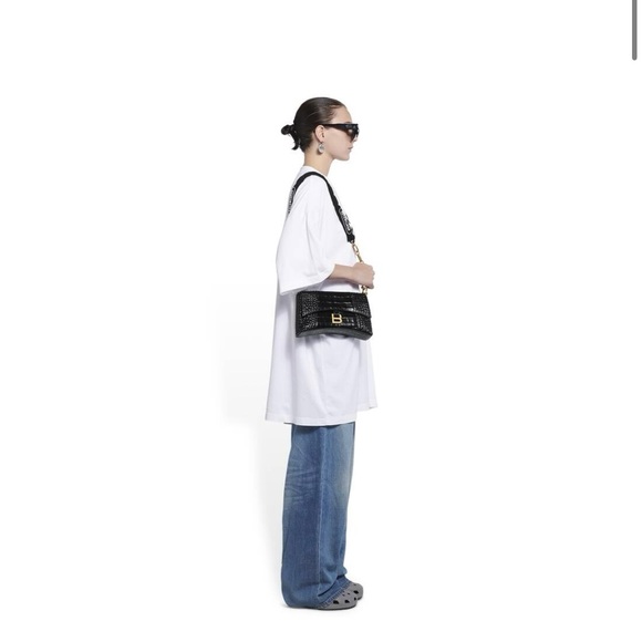 BALENCIAGA
Women's Downtown Xs Shoulder Bag Crocodile Embossed in Black - Picture 7 of 10